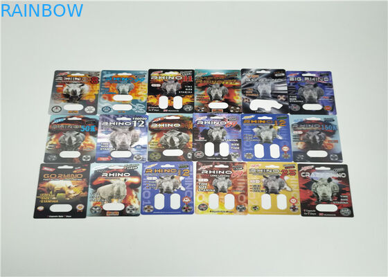 حريق Rhino50K 3d تأثير نفطة بطاقة التغليف الذكور تعزيز حبوب منع الحمل حزمة لكبسولة الجنس حبوب