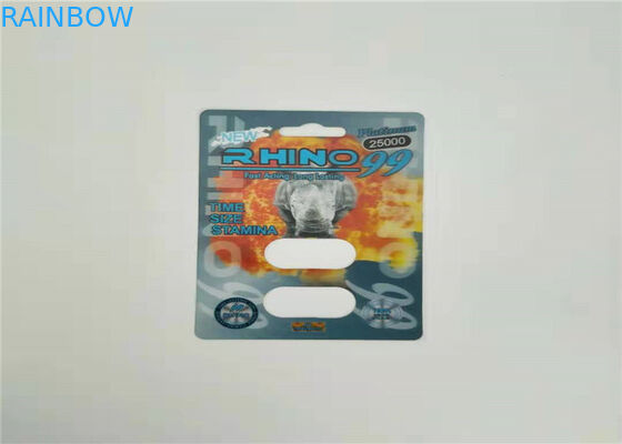حريق Rhino50K 3d تأثير نفطة بطاقة التغليف الذكور تعزيز حبوب منع الحمل حزمة لكبسولة الجنس حبوب