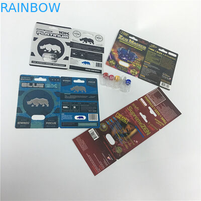 البلاتين 10K الجنس حبة كبسولة نفطة بطاقة صناديق التعبئة والتغليف النقش الحرفية حسب الطلب