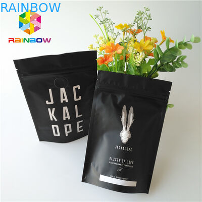 الحقيبة السوداء لامع احباط الحقيبة الوقوف 2 أوقية أكياس القهوة مع سحاب / صمام