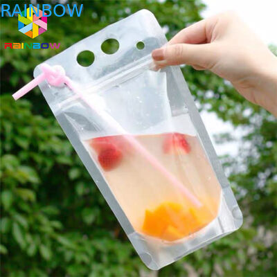 PET المواد شرب عصير الغذاء الحقيبة التعبئة والتغليف دوق-باي حقيبة CMYK الطباعة مع مقابض