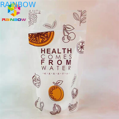 PET المواد شرب عصير الغذاء الحقيبة التعبئة والتغليف دوق-باي حقيبة CMYK الطباعة مع مقابض