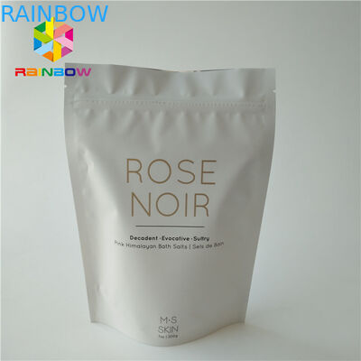 البلاستيك الأبيض الوقوف فرك الجسم حقيبة مستحضرات التجميل التعبئة والتغليف للملح البحر الاستحمام العناية بالبشرة