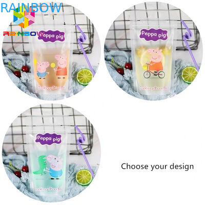 سائل شفاف حقائب شرب الحقيبة الغذاء التعبئة والتغليف الوقوف FDA مع مقابض / القش