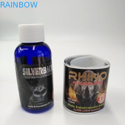 التعبئة والتغليف لامعة بطاقة نفطة التغليف الذاتي ملصقات تسميات الكركدن لتعزيز الشراب الذكور