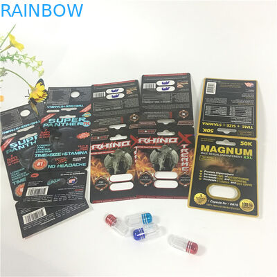 رجل الجنس ورقة بطاقة نفطة التعبئة والتغليف Burro 30000 60000 ثقب واحد مزدوج مع زجاجة