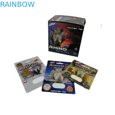 الشريحة نفطة إدراج بطاقة ورقة مربع التعبئة والتغليف الكركدن 69 الجنس حبوب منع الحمل 3D التعبئة تخصيص الحجم