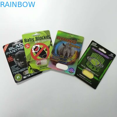 الشريحة نفطة إدراج بطاقة ورقة مربع التعبئة والتغليف الكركدن 69 الجنس حبوب منع الحمل 3D التعبئة تخصيص الحجم