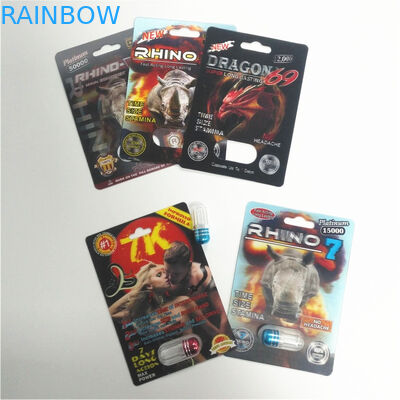 دائم rhino البلاستيك نفطة التغليف 3d عدسي بطاقة الذكور المغلفة ورقة المواد