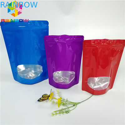 السطح المصقول الوقوف أكياس الحقيبة سستة الألومنيوم احباط رائحة الإثبات مع النافذة