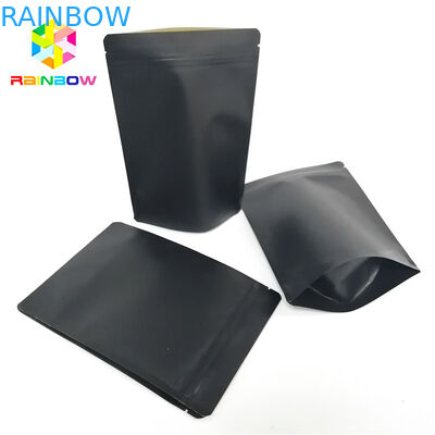 كيس ورق الكرافت الأسود تغليف شعار مخصص الوقوف الحقيبة الرمز البريدي القابلة لإعادة التدوير قفل