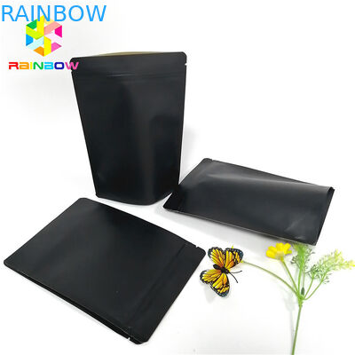 كيس ورق الكرافت الأسود تغليف شعار مخصص الوقوف الحقيبة الرمز البريدي القابلة لإعادة التدوير قفل