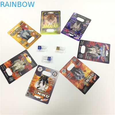 الكركدن 8/11/25 عرض بطاقة نفطة التعبئة ذكر تعزيز الأداء حبوب منع الحمل 3D حاوية فارغة