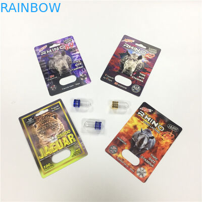 الكركدن 8/11/25 عرض بطاقة نفطة التعبئة ذكر تعزيز الأداء حبوب منع الحمل 3D حاوية فارغة