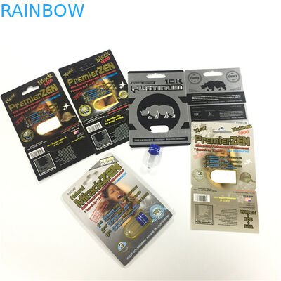 الكركدن 8/11/25 عرض بطاقة نفطة التعبئة ذكر تعزيز الأداء حبوب منع الحمل 3D حاوية فارغة