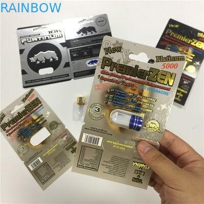 الكركدن 8/11/25 عرض بطاقة نفطة التعبئة ذكر تعزيز الأداء حبوب منع الحمل 3D حاوية فارغة