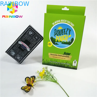 العلامة التجارية القابلة لإعادة التدوير تصميم شعار مخصص المطبوعة الأشعة فوق البنفسجية الساخنة ختم ورقة بطاقة صناديق مع شنق هول لمستحضرات التجميل هدية