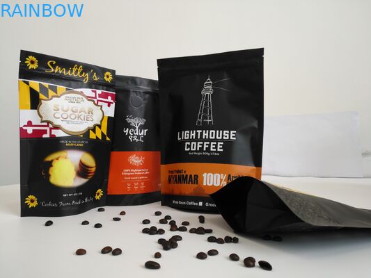 أكياس الطباعة الألومنيوم احباط الحفر ، القهوة الأرض الوقوف سستة أكياس مع صمام