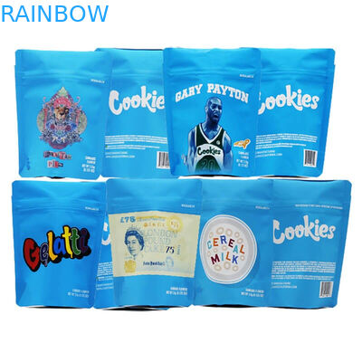 البلاستيك الطفل مقاومة الوقوف الحقيبة القابلة للتحلل أكياس التعبئة والتغليف زهرة 3.5g الحجم