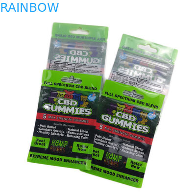 مايلر حقيبة الحقائب البلاستيكية كيس التغليف ثلاثة الجانب مختوم شنقا هول ل Cbd Gummies