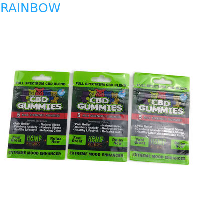 مايلر حقيبة الحقائب البلاستيكية كيس التغليف ثلاثة الجانب مختوم شنقا هول ل Cbd Gummies