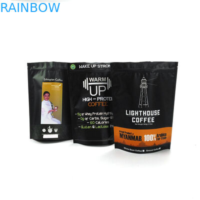 رقائق الألومنيوم غير لامع أبيض 1 كجم أكياس القهوة مايلر الوقوف الحقيبة حبوب القهوة مع سحاب