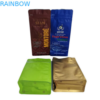 رقائق الألومنيوم احباط أكياس الشاي مختومة ، أكياس القهوة القابلة للإغلاق ذات القاع المسطح مع الصمام