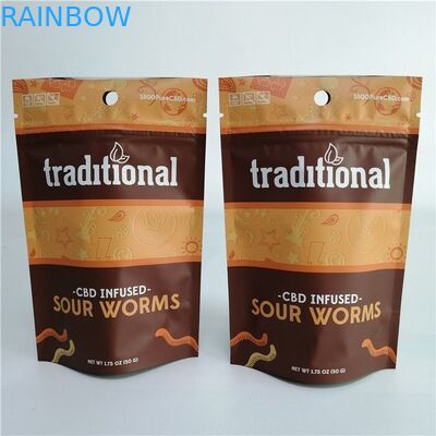 رقائق الألومنيوم بسكويت الأعشاب CBD 3x4 Stand Up Zipper Bag