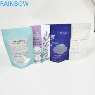 رقائق الألومنيوم المخصصة 12 أوقية حمام الملح / الجسم فرك كريم التعبئة والتغليف أكياس القهوة زيبلوك دويباك