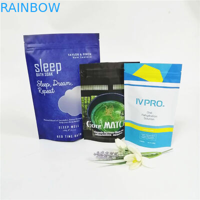 رقائق الألومنيوم المخصصة 12 أوقية حمام الملح / الجسم فرك كريم التعبئة والتغليف أكياس القهوة زيبلوك دويباك