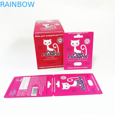 عرض بطاقات ورق طباعة مخصصة ، مربعات خط المسيل للدموع ، صندوق بطاقة الهرة الوردي