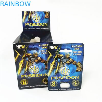 بطاقات ورق طباعة مخصصة ، مربعات خط المسيل للدموع ، صندوق بطاقة بوسيدون أحمر أزرق مع نفطة