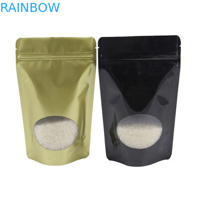 مخصصة قابلة لإعادة التدوير الذهب الوقوف الحقيبة زيبلوك مع نافذة واضحة رقائق الألومنيوم لشاي حبوب البن والقهوة