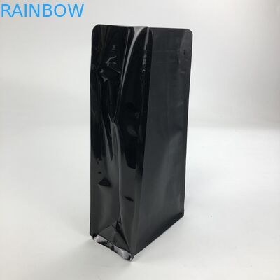 ورق ألومنيوم أسود غير لامع مطبوع مخصص 250 جم 1 كجم 12 أوقية مع كيس قهوة زيبلوك مسطح