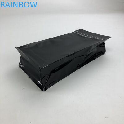 ورق ألومنيوم أسود غير لامع مطبوع مخصص 250 جم 1 كجم 12 أوقية مع كيس قهوة زيبلوك مسطح