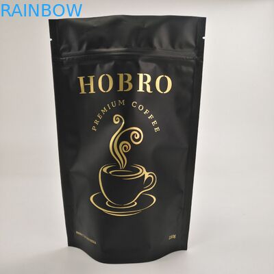 الوقوف مات الأسود رقائق الألومنيوم الرقائقي الرمز البريدي قفل كيس تغليف القهوة أكياس تغليف حبوب البن مع صمام