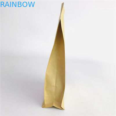 قبول مخصص رباعي مختومة أكياس ورق كرافت براون القابلة للتحلل مع سحاب