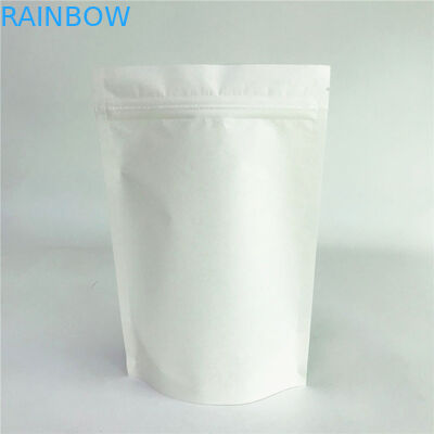 طباعة رقمية أكياس ورق كرافت بيضاء قابلة للتحلل مع سحاب