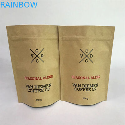 أكياس Kraft Zip Lock Stand up مع الشق المسيل للدموع ونافذة ماتي