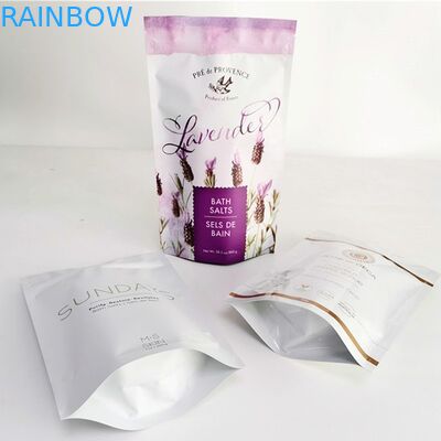 OEM الوقوف الألومنيوم دوق-باي رقائق الذهب تأثير أكياس التعبئة والتغليف البلاستيكية لأملاح الاستحمام والأعشاب