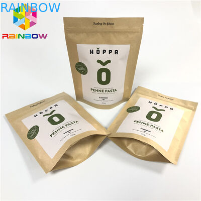 كيس التغليف الورقي المطبوع المخصص للأغذية ziplock الوقوف أكياس الورق سستة الحقيبة