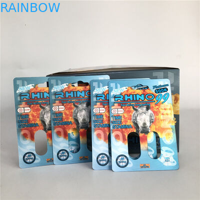 بطاقات Rhino 99500k ذات الفتحات المزدوجة ثلاثية الأبعاد لحبوب تعزيز الذكور