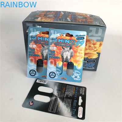 بطاقات Rhino 99500k ذات الفتحات المزدوجة ثلاثية الأبعاد لحبوب تعزيز الذكور