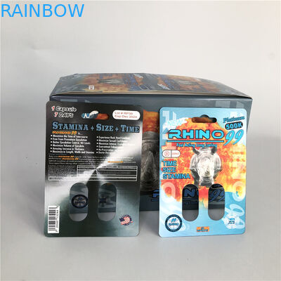 بطاقات Rhino 99500k ذات الفتحات المزدوجة ثلاثية الأبعاد لحبوب تعزيز الذكور