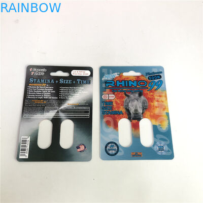 بطاقات Rhino 99500k ذات الفتحات المزدوجة ثلاثية الأبعاد لحبوب تعزيز الذكور