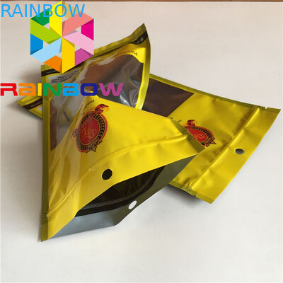 أكياس مايلر مسطحة قابلة للإغلاق من ثلاثة جوانب ، انظر من خلال أكياس رطوبة السيجار ، أكياس تغليف بلاستيكية للأعشاب الضارة