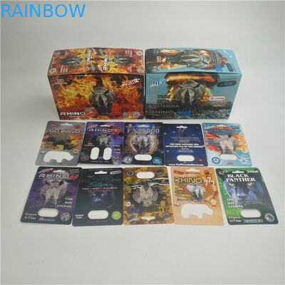 حبوب الكركدن كبسولة 3D 9000 Rhino Blister Card Packaging CMYK