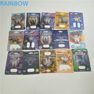 حبوب الكركدن كبسولة 3D 9000 Rhino Blister Card Packaging CMYK