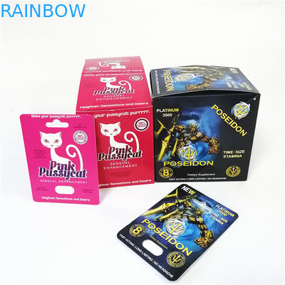 Rhino 69 CMYK Plastic Blister 3D Cards ذكر تعزيز حبوب منع الحمل