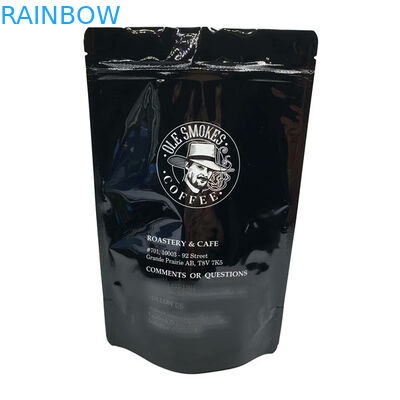 حبوب البن الوقوف زيبر مخصص مطبوعة الحقيبة 100 جرام 500 جرام 1 كيلوجرام أسود لامع